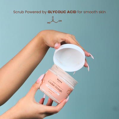 Brown Butters The Holidays Trio scrub callout showing the Cookie Dough Scrub with glycolic acid
