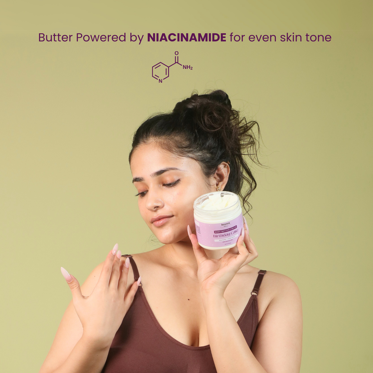 Brown Butters The Holidays Trio butter callout showing the Birthday Cake Butter with niacinamide
