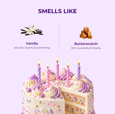 Brown Butters Birthday Cake Body Wash smells like card with a candlelit cake, vanilla and butterscotch